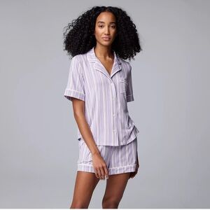 Simply Vera Vera Wang Purple and White Striped Pajama Set Women Small
